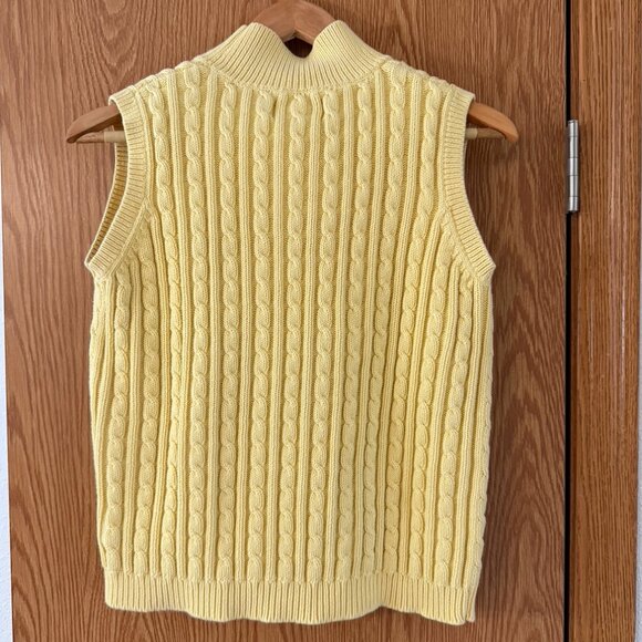 Vintage Cabin Creek Cable Knit Sweater Vest, Yellow, Large, Women's , Preppy - Picture 2 of 3